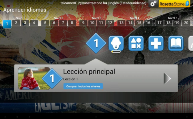 Captura de pantalla de la aplicación Rosetta Stone