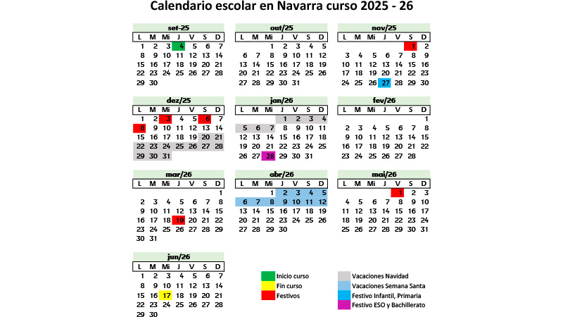 Calendario escolar Navarra 2025 2026