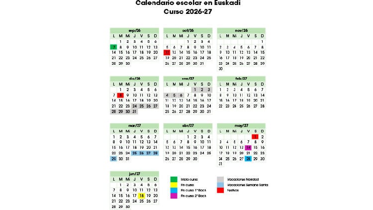 calendario escolar pais vasco 2026 2027 Calendario escolar Euskadi 2026 2027