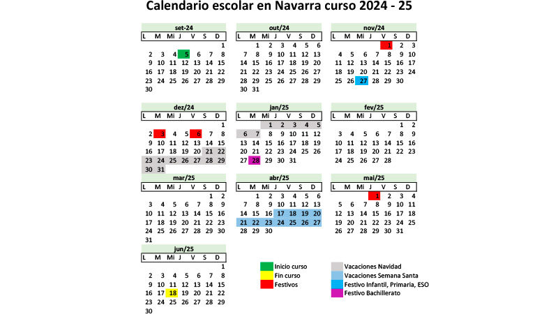 Calendario escolar Navarra 2024 2025