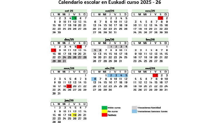 calendario escolar pais vasco 2025 26 Calendario escolar País Vasco 2025 26
