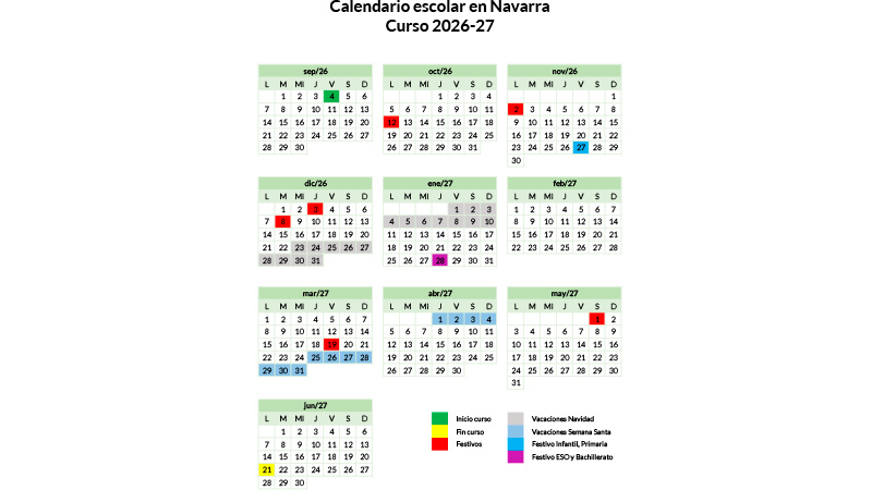 Calendario escolar Navarra 2026 2027