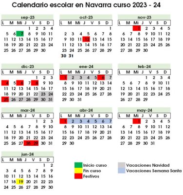 Calendario escolar Navarra 2023 – 2024